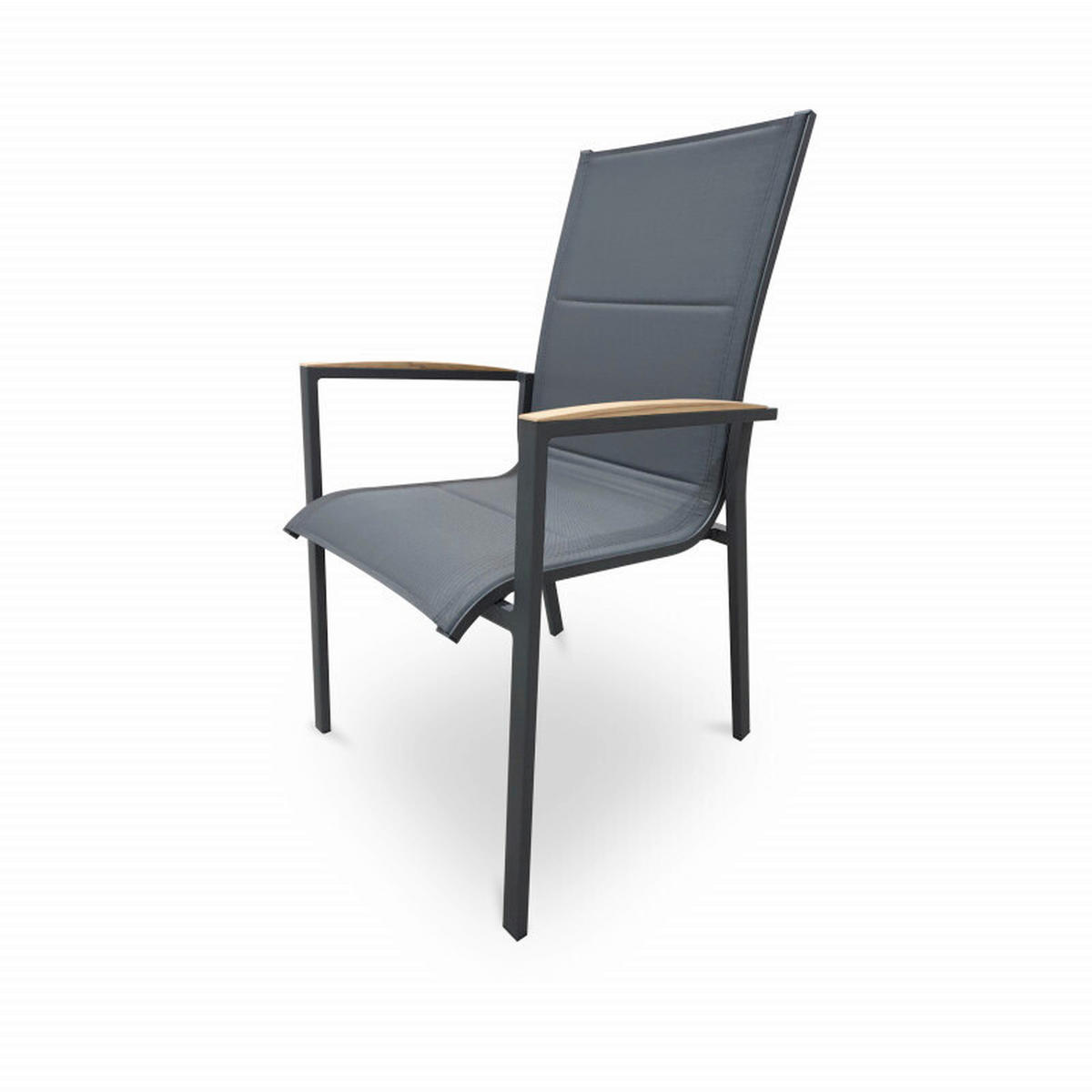 STAPELSTUHL in Metall, Holz, Textil Anthrazit  - Anthrazit/Teakfarben, Basics, Holz/Kunststoff (57/100/70cm) - Tierra Outdoor