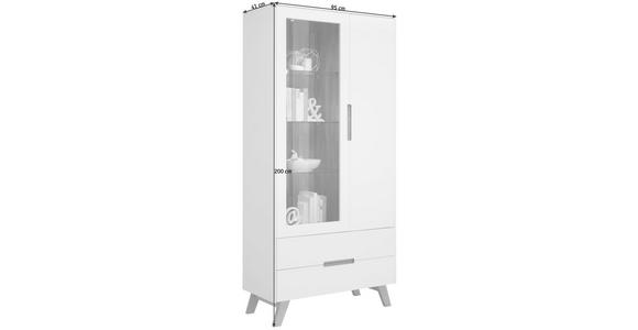 VITRINE in Weiß - Eichefarben/Weiß, Design, Glas/Holz (95/200/41cm) - Hom`in