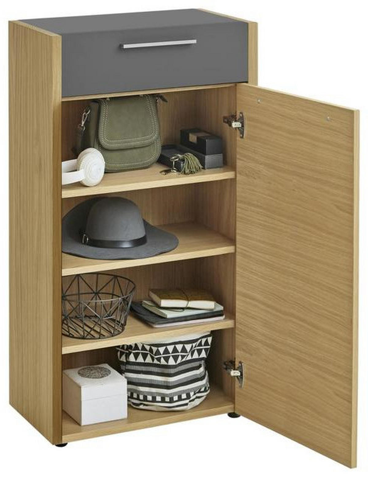 GARDEROBE 3-teilig  in 115/195/37 cm  - Eichefarben/Grau, Design, Glas/Holz (115/195/37cm)