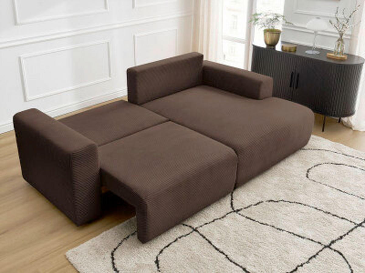 ECKSOFA Ottomane rechts  ATILLA Taupe Cord  - Taupe/Schwarz, MODERN, Kunststoff/Textil (244/149cm)