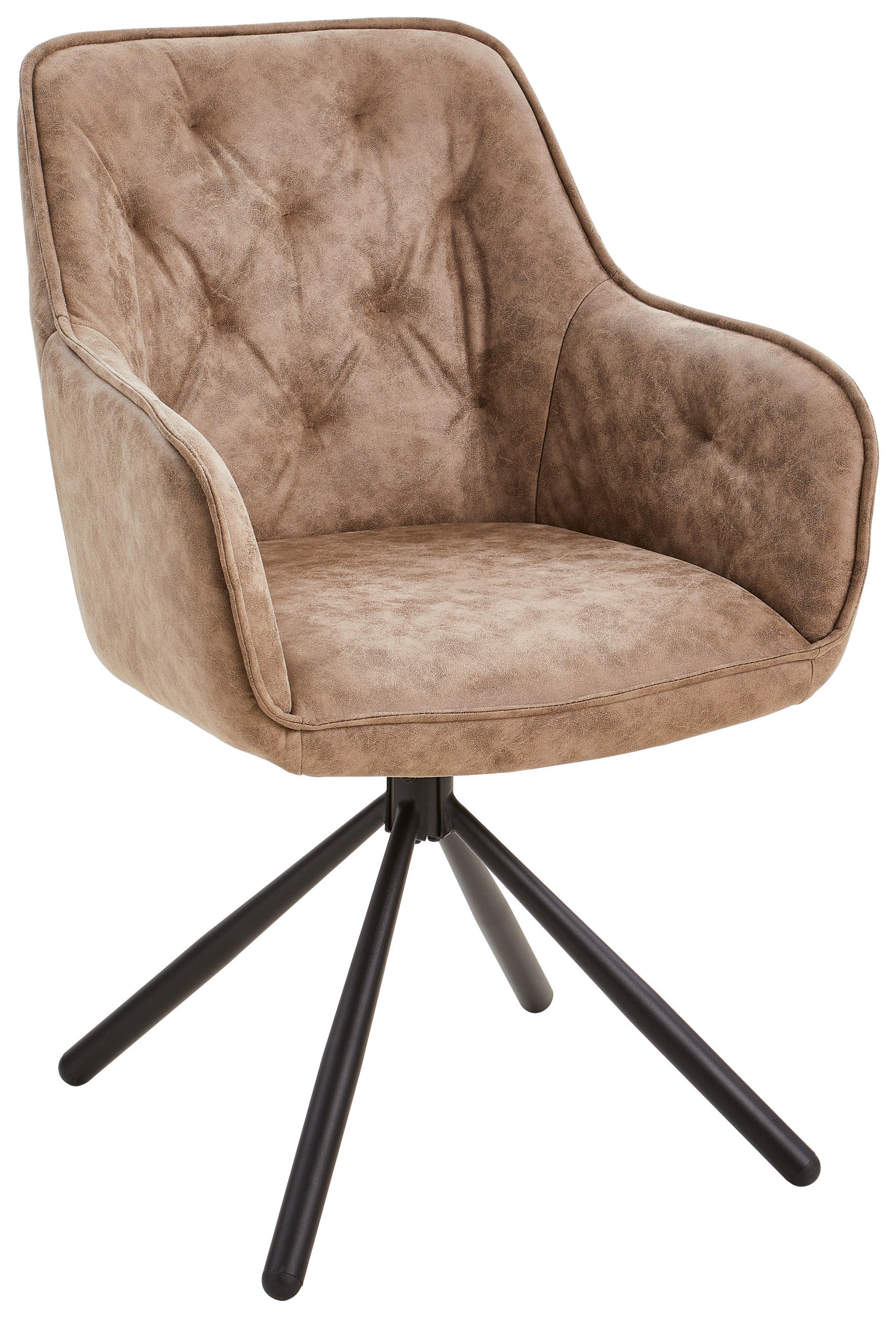 Scaun Cu Brațe din metal, textil, lemn, maro