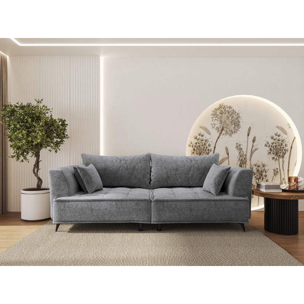 Thumbnail - home24 Bigsofa, Dunkelgrau, Textil, 3-Sitzer, Füllung: Schaumstoffflocken, 250x90x120 cm, Stoffauswahl, Rücken echt, Woh...