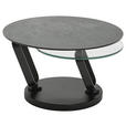 COUCHTISCH Klarglas rund Silberfarben, Titanfarben  - Silberfarben/Titanfarben, Design, Glas/Keramik (75-130/75/42cm) - Dieter Knoll