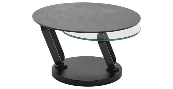 COUCHTISCH Klarglas rund Silberfarben, Titanfarben  - Silberfarben/Titanfarben, Design, Glas/Keramik (75-130/75/42cm) - Dieter Knoll