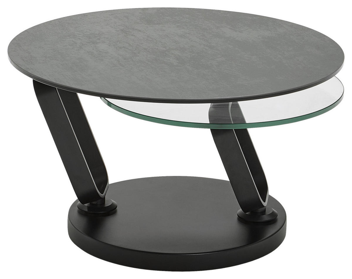 COUCHTISCH in Metall, Glas, Keramik 75-130/75/42 cm  - Silberfarben/Titanfarben, Design, Glas/Keramik (75-130/75/42cm) - Dieter Knoll