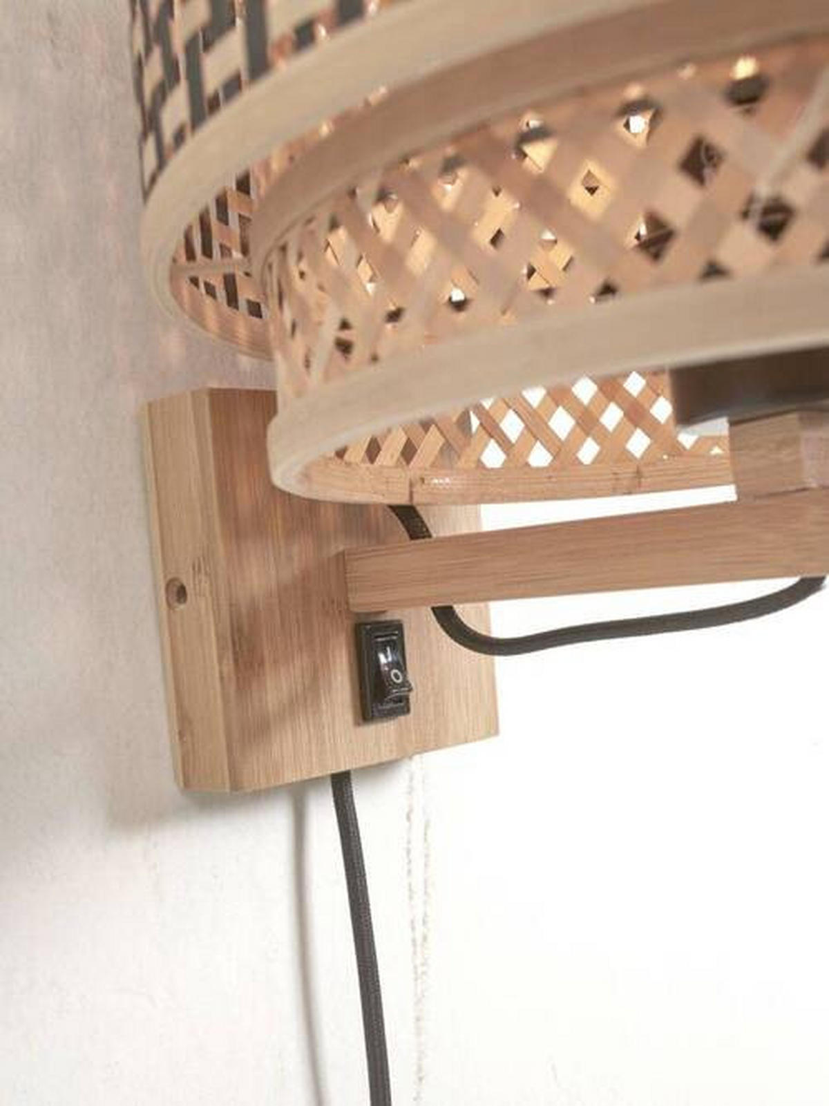 VÄGGLAMPA GOOD&MOJO  25/29/25 cm   - svart/naturfärgad, Trend, trä (25/29/25cm) - Good & Mojo
