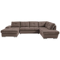 WOHNLANDSCHAFT Taupe Webstoff  - Taupe/Chromfarben, KONVENTIONELL, Kunststoff/Textil (184/341/216cm) - Hom`in