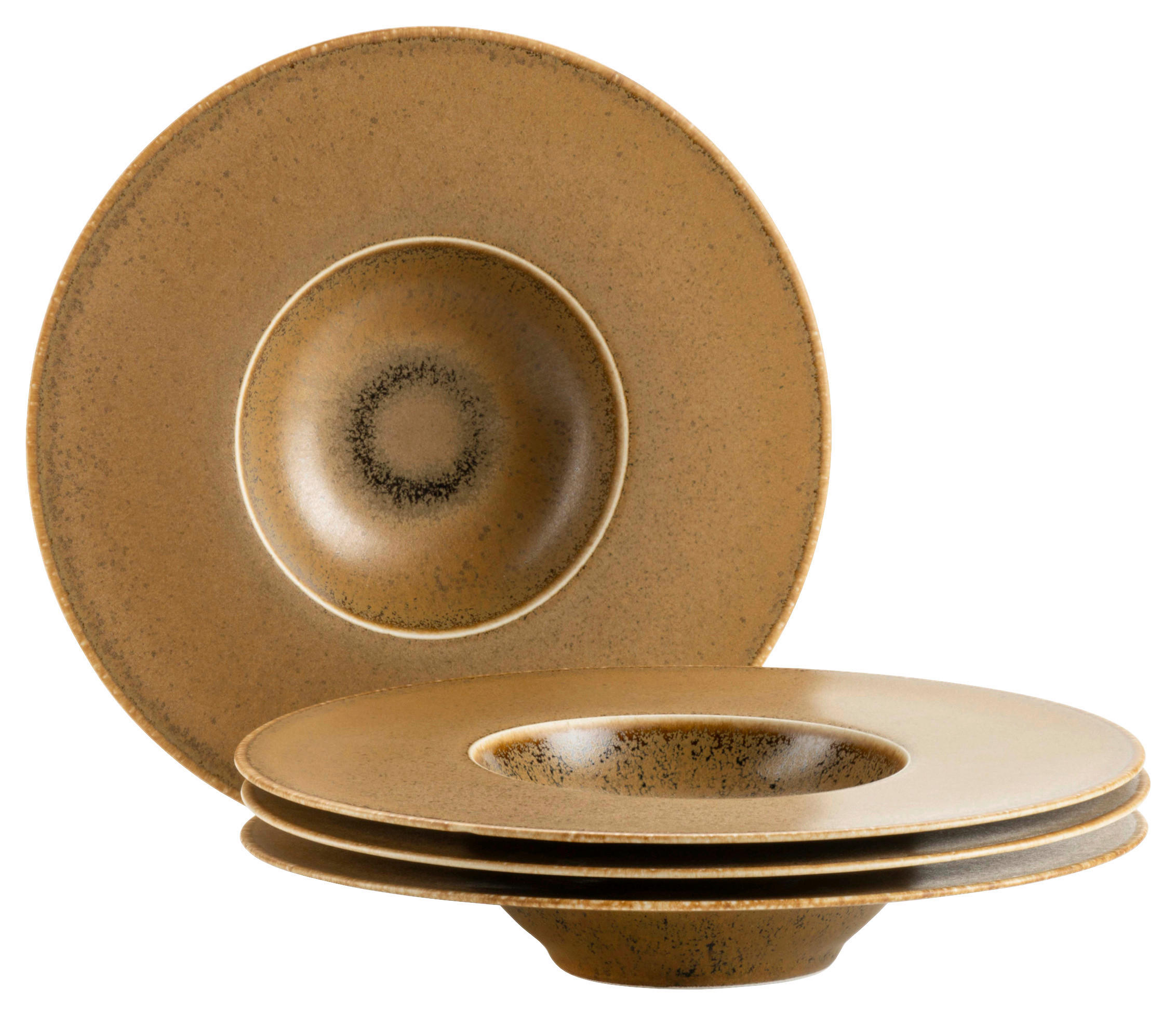 TELLERSET Grumpy 4-teilig  - Goldfarben, Trend, Keramik (25cm) - Mäser