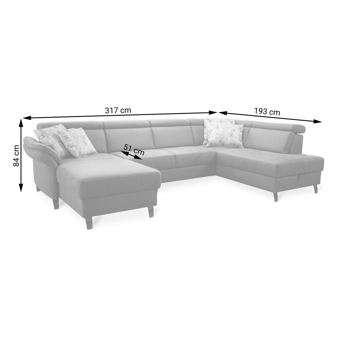 WOHNLANDSCHAFT Anthrazit Mikrofaser  - Anthrazit/Schwarz, KONVENTIONELL, Textil/Metall (165/317/193cm) - Sit & More