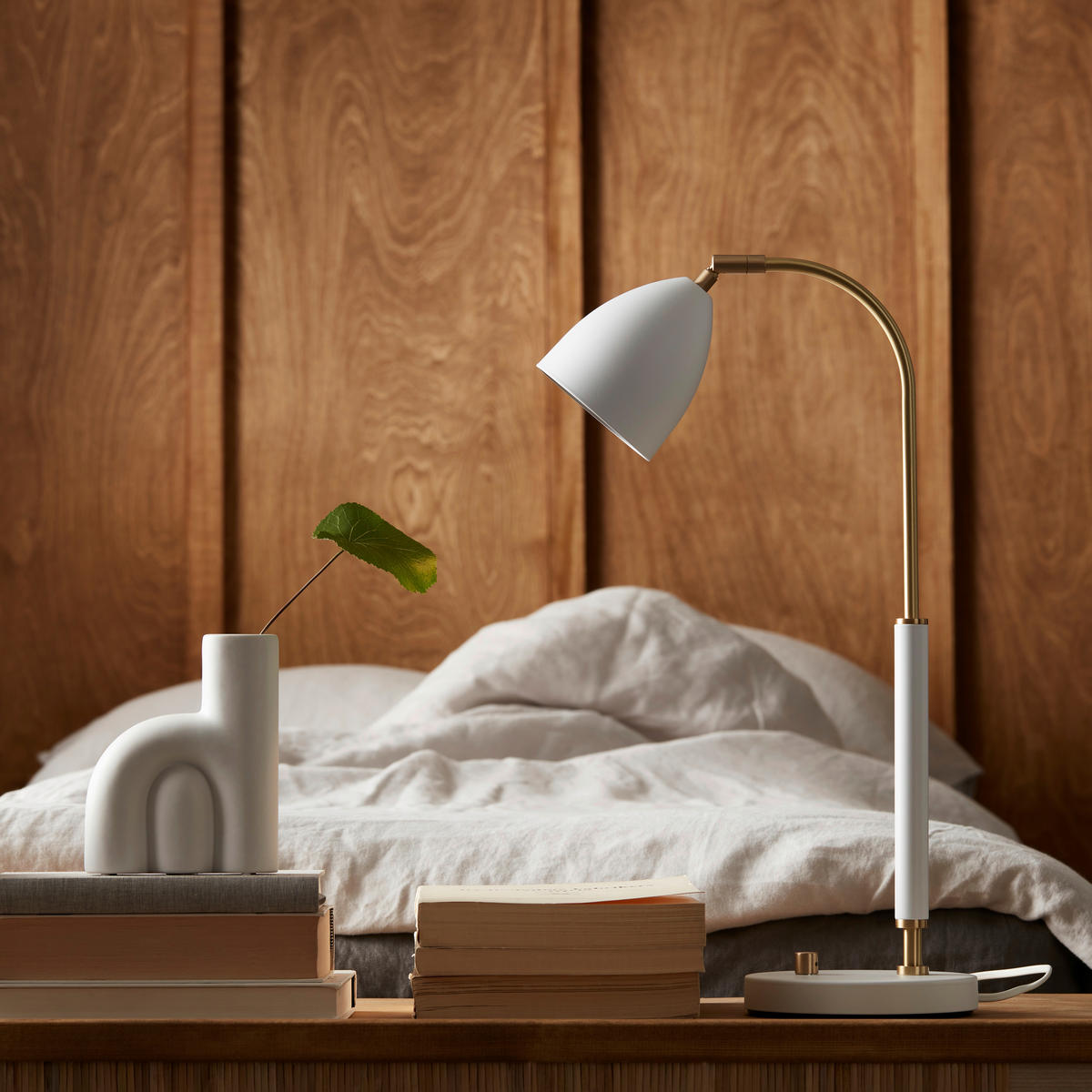 BORDSLAMPA Deluxe 15,4/50,7 cm   - vit/mässingsfärgad, Klassisk, metall (15,4/50,7cm) - Belid