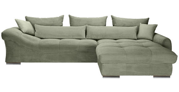 ECKSOFA Salbeigrün Cord Zierkissen, Rückenkissen, Rücken echt  - Chromfarben/Salbeigrün, KONVENTIONELL, Textil/Metall (335/225cm) - Carryhome