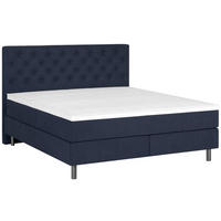 BOXSPRINGBETT 140/200 cm  in Dunkelblau  - Silberfarben/Dunkelblau, KONVENTIONELL, Textil/Metall (140/200cm) - Welnova