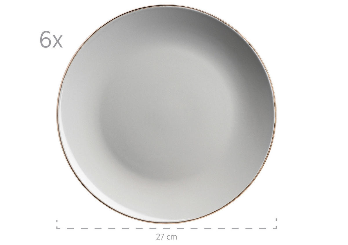 KOMBISERVICE Grau Metallic Rim 24-teilig 6 Personen  - Grau, Basics, Keramik (43/32,5/32cm) - Mäser