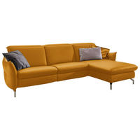 ECKSOFA in Echtleder Currygelb  - Currygelb/Nickelfarben, Modern, Leder/Metall (233/179cm) - Livetastic