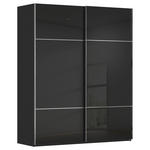 SCHWEBETÜRENSCHRANK  in Schwarz  - Chromfarben/Schwarz, KONVENTIONELL, Glas/Holzwerkstoff (181/223/67cm) - Novel