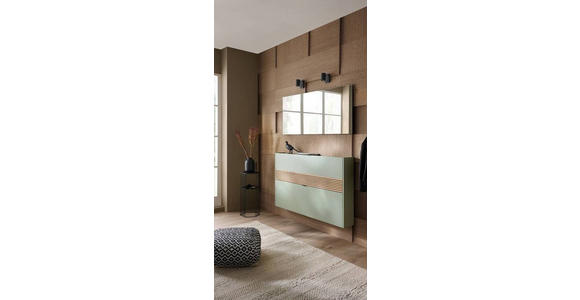 GARDEROBE 2-teilig in 140/200/18 cm - Eichefarben/Grün, Design, Glas/Holzwerkstoff (140/200/18cm) - Voleo