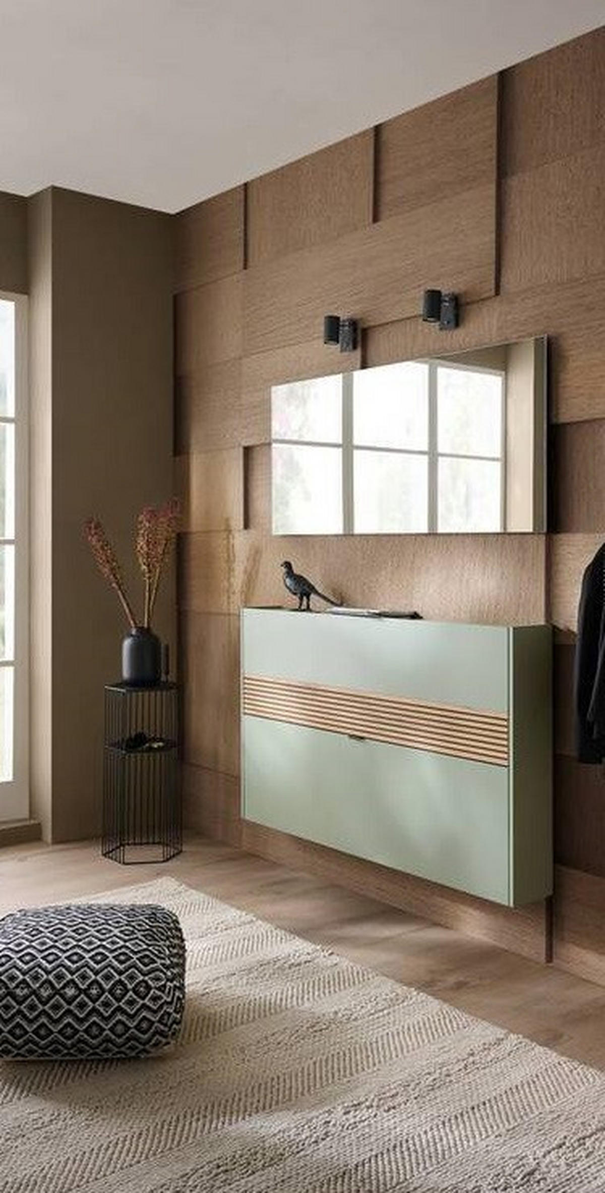 GARDEROBE 2-teilig  in 140/200/18 cm  - Eichefarben/Grün, Design, Glas/Holzwerkstoff (140/200/18cm) - Voleo