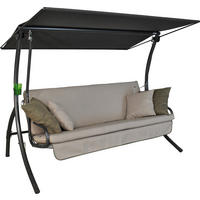 HOLLYWOODSCHAUKEL 210/160/145 cm  - Sandfarben/Dunkelgrau, Basics, Kunststoff/Textil (210/160/145cm) - Boxxx