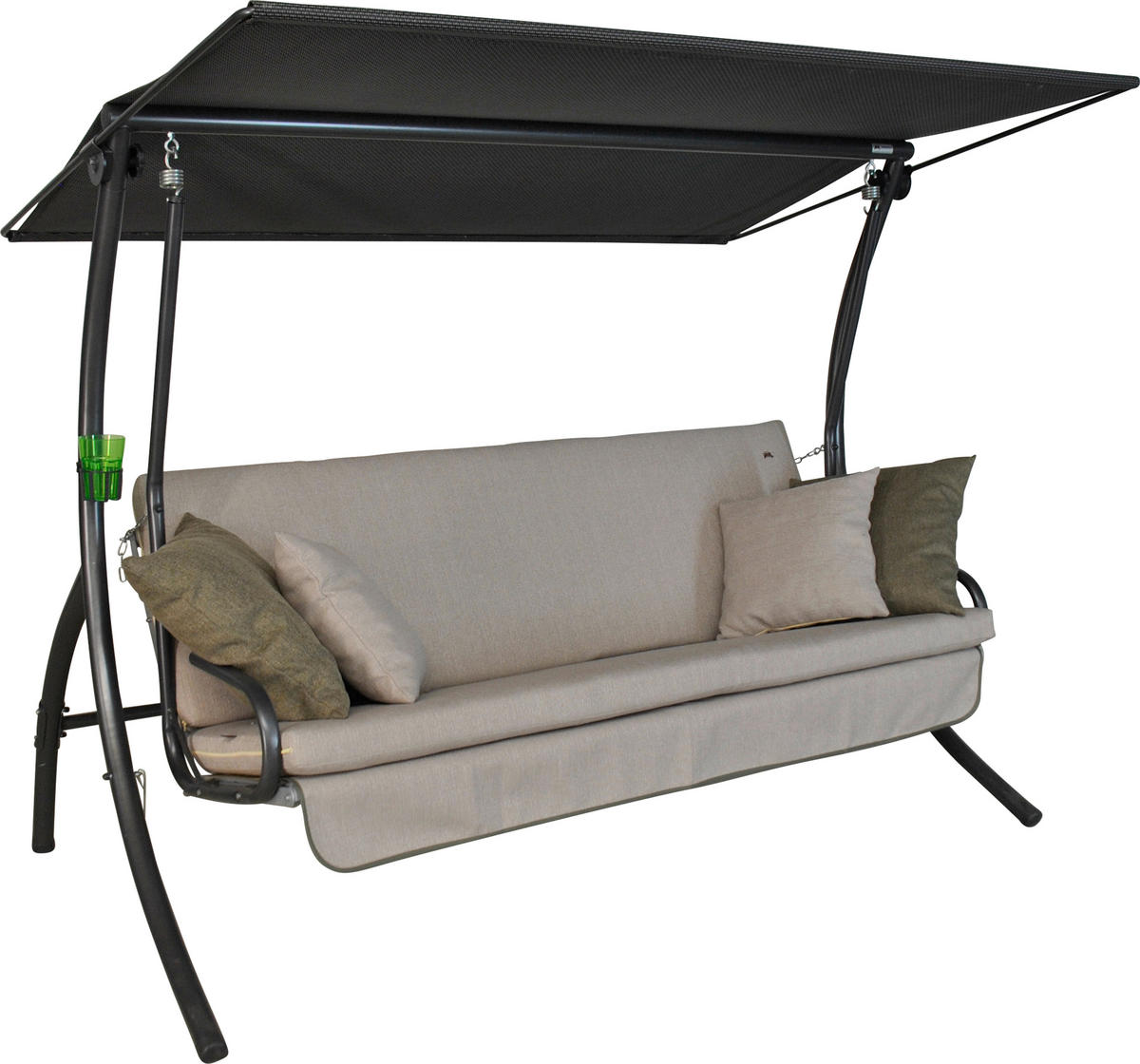 HOLLYWOODSCHAUKEL 210/160/145 cm  - Sandfarben/Dunkelgrau, Basics, Kunststoff/Textil (210/160/145cm) - Boxxx