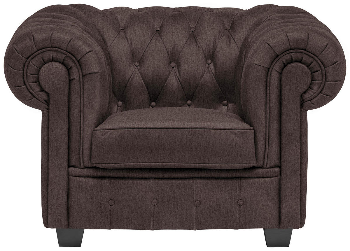 CHESTERFIELD-SESSEL - Wengefarben/Dunkelbraun, LIFESTYLE, Holz/Textil (115/76,5/96cm) - Landscape