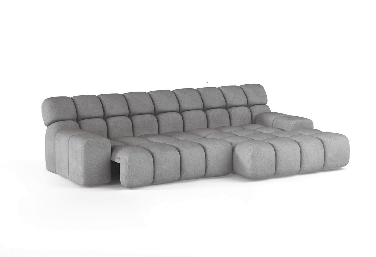 SAROKKANAPÉ textil ezüstszínű  - fekete/ezüstszínű, Design, műanyag/textil (297/180cm) - Welnova