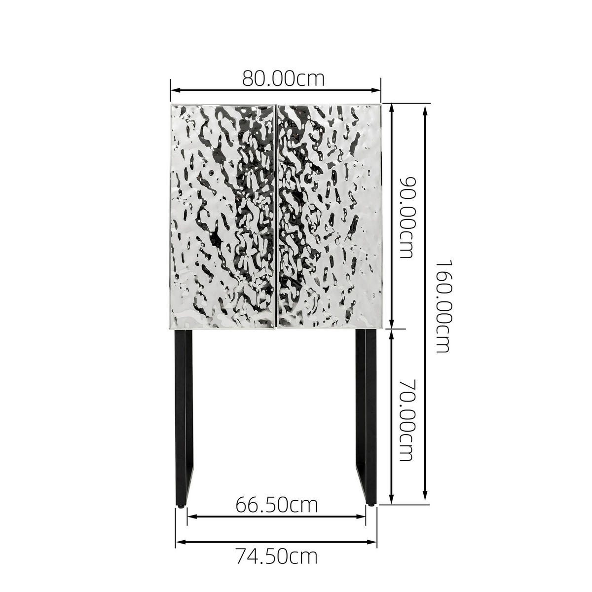 KOMMODE , 80/160/39 cm,  - Chromfarben/Schwarz, Design, Holzwerkstoff/Metall (80/160/39cm) - Kare-Design