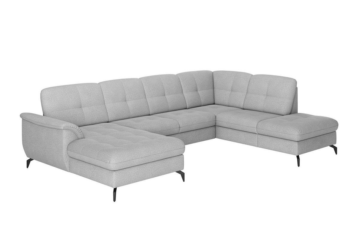 WOHNLANDSCHAFT Grau Flachgewebe  - Schwarz/Grau, MODERN, Textil/Metall (164/319/212cm) - Sit & More