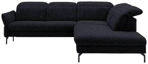 ECKSOFA in Flachgewebe Graphitfarben  - Schwarz/Graphitfarben, Design, Textil/Metall (299-313/233cm) - Dieter Knoll
