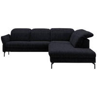 ECKSOFA in Flachgewebe Graphitfarben  - Schwarz/Graphitfarben, Design, Textil/Metall (299-313/233cm) - Dieter Knoll