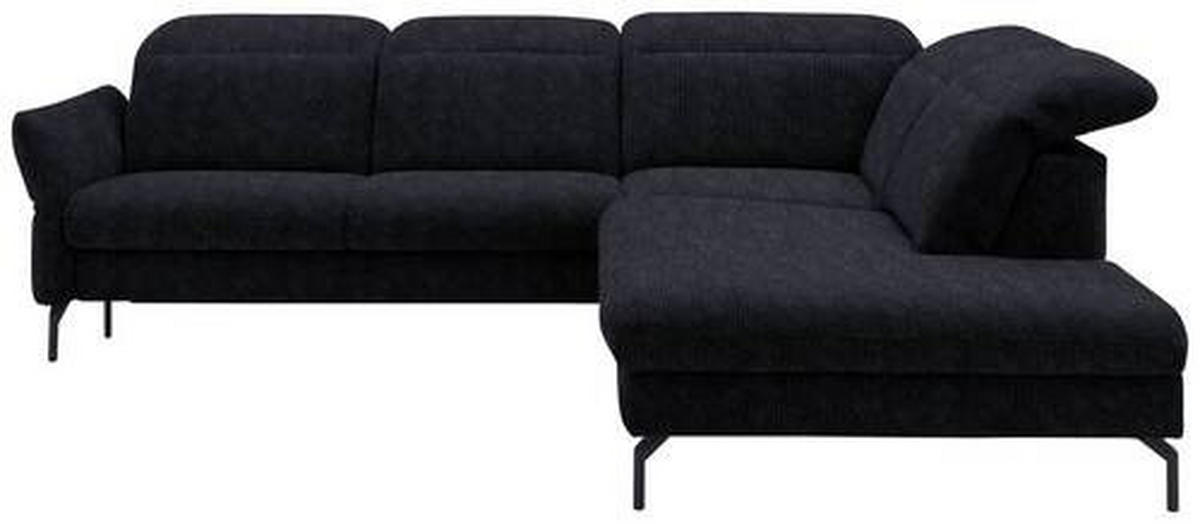 ECKSOFA in Flachgewebe Graphitfarben  - Schwarz/Graphitfarben, Design, Textil/Metall (299-313/233cm) - Dieter Knoll