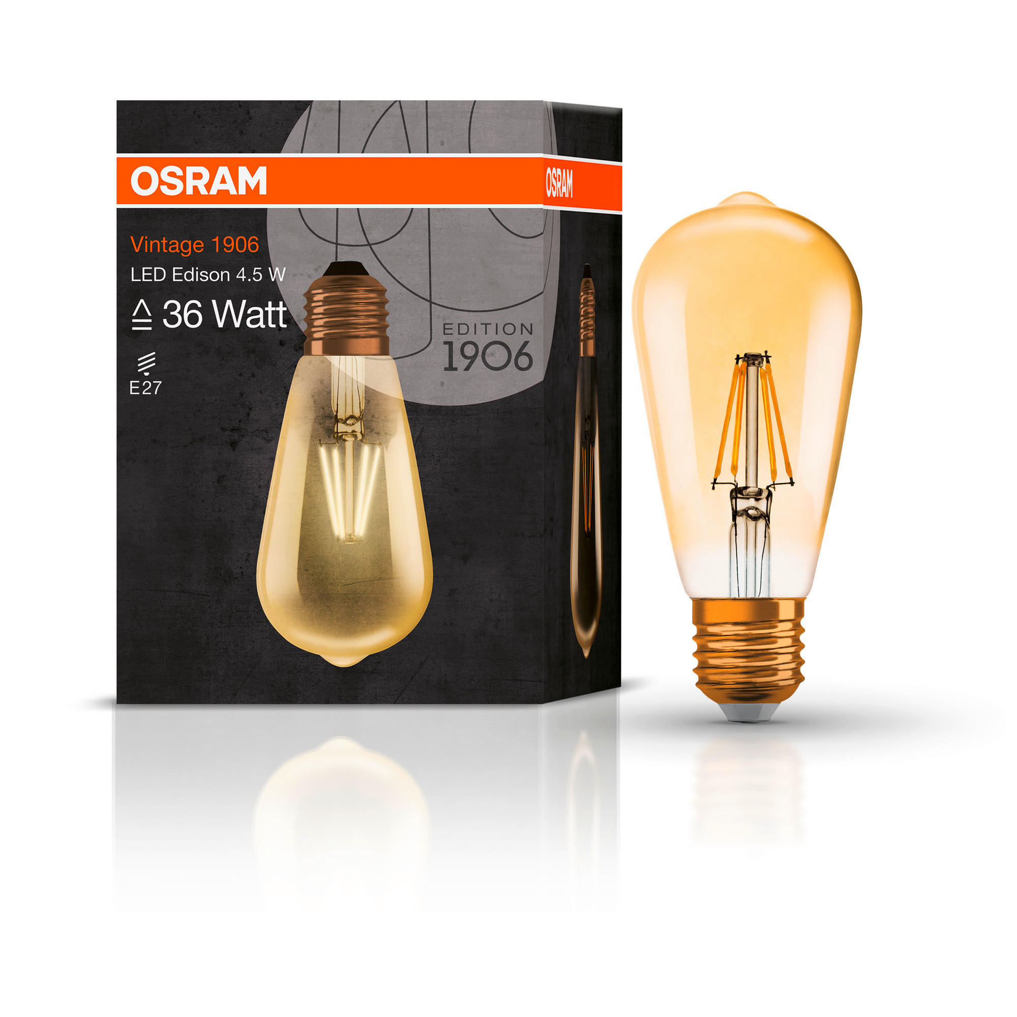 LED-LEUCHTMITTEL   E27 4 W 410 lm  - Goldfarben, Basics, Glas (6,4/14,3cm) - Osram