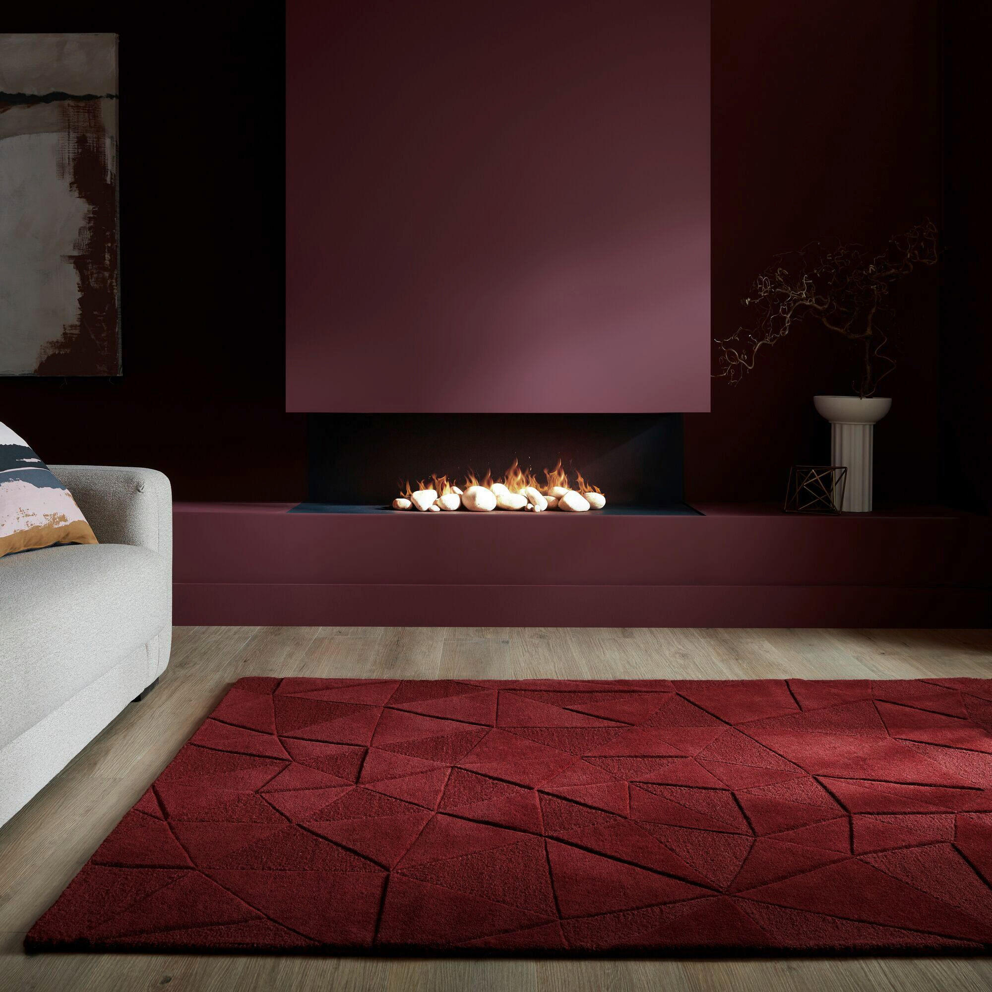 HANDWEBTEPPICH 120/170 cm SHARD Rot  - Rot, KONVENTIONELL, Textil (120/170cm)