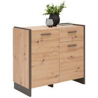 KOMODA, sivá, farba duba, 97,1/86,01/41,3 cm - sivá/farba duba, Trend, kompozitné drevo/plast (97,1/86,01/41,3cm) - Hom`in
