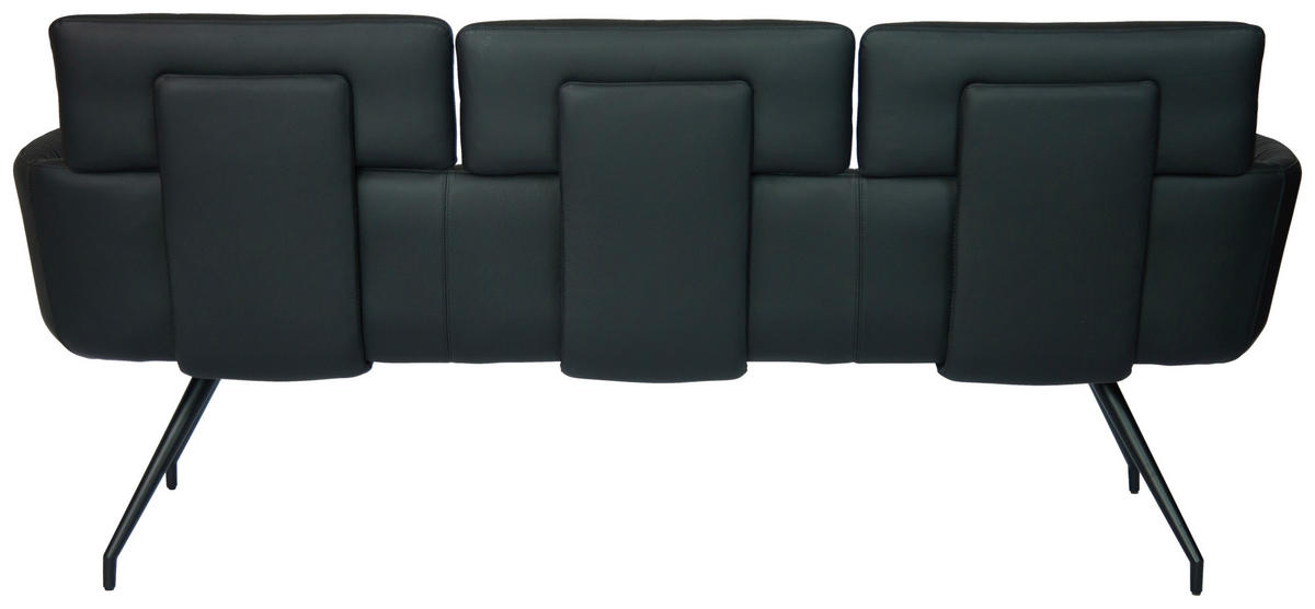 SITZBANK 200/91/70 cm Echtleder Schwarz  - Schwarz, Design, Leder/Metall (200/91/70cm) - Dieter Knoll