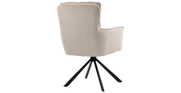 ARMLEHNSTUHL in Eisen Cord - Beige/Schwarz, Design, Textil/Metall (62/95/67cm) - Novel