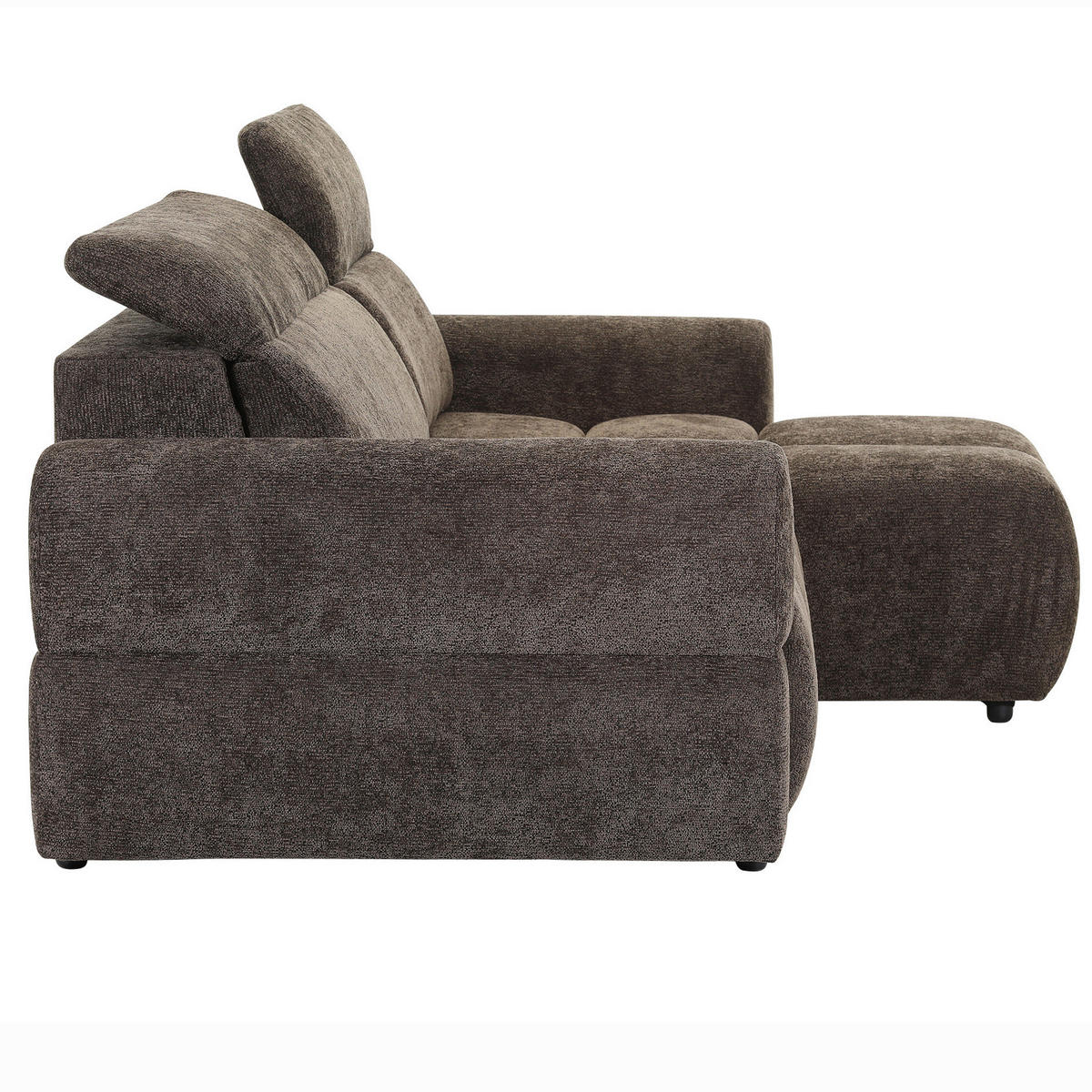 ECKSOFA Dunkelbraun Chenille Bettkasten, Rücken echt, Kopfteilverstellung, Sitztiefenverstellung  - Dunkelbraun/Schwarz, MODERN, Kunststoff/Textil (268/165cm) - Carryhome