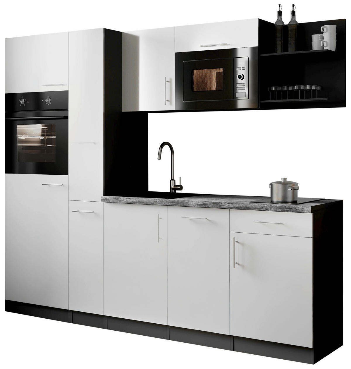 KÜCHENBLOCK Oliver 235 cm  in Weiß  - Weiß/Grau, Trend, Holzwerkstoff/Metall (235cm) - Respekta