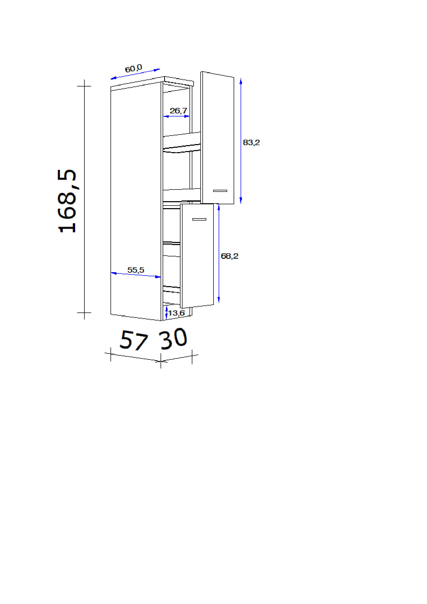 APOTHEKERSCHRANK 30/168,5/60 cm  in Weiß, Sonoma Eiche  - Alufarben/Weiß, KONVENTIONELL, Holzwerkstoff/Kunststoff (30/168,5/60cm) - FlexWell