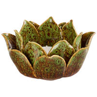 SVIETNIK NA ČAJOVÚ SVIEČKU  keramika - hnedá/zelená, Natur, keramika (15,7/7,7cm) - Ambia Home