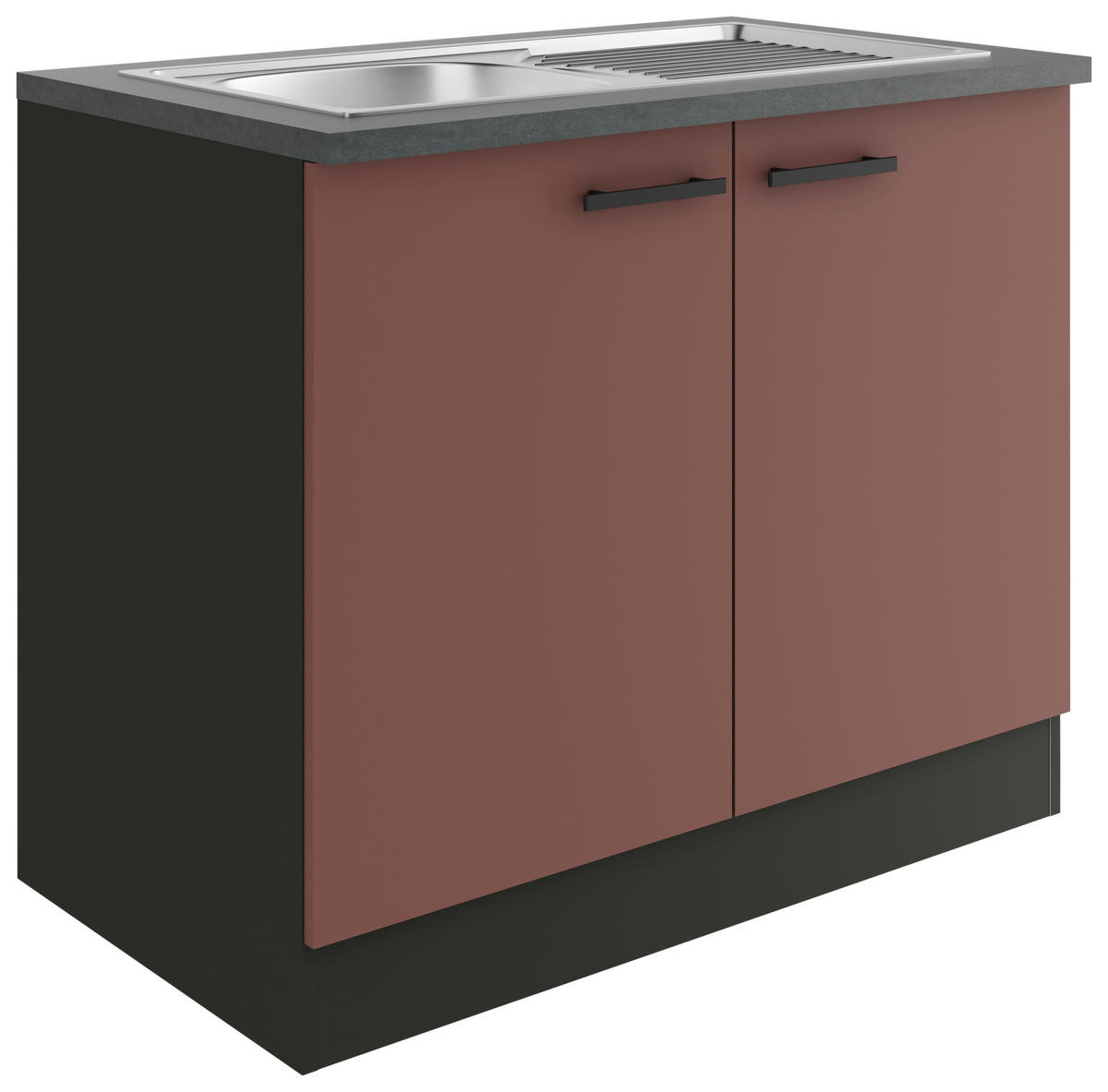 SPÜLENUNTERSCHRANK 100/84,8/60 cm  in Rotbraun  - Rotbraun/Anthrazit, Basics, Holzwerkstoff/Metall (100/84,8/60cm) - Optifit
