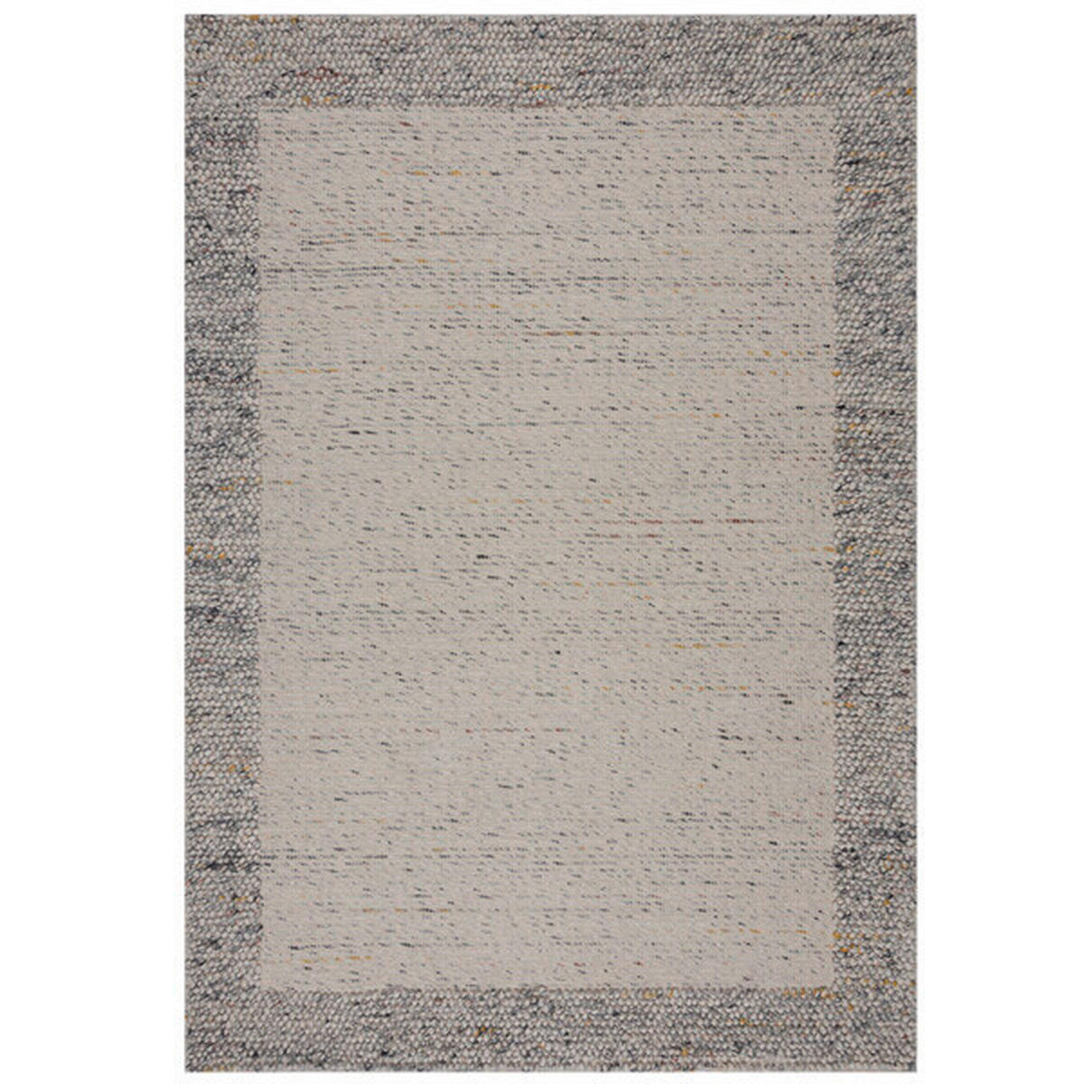 HANDWEBTEPPICH 200/290 cm BOBBLE WOOL BORDER Schwarz, Weiß  - Schwarz/Weiß, Trend, Textil (200/290cm)