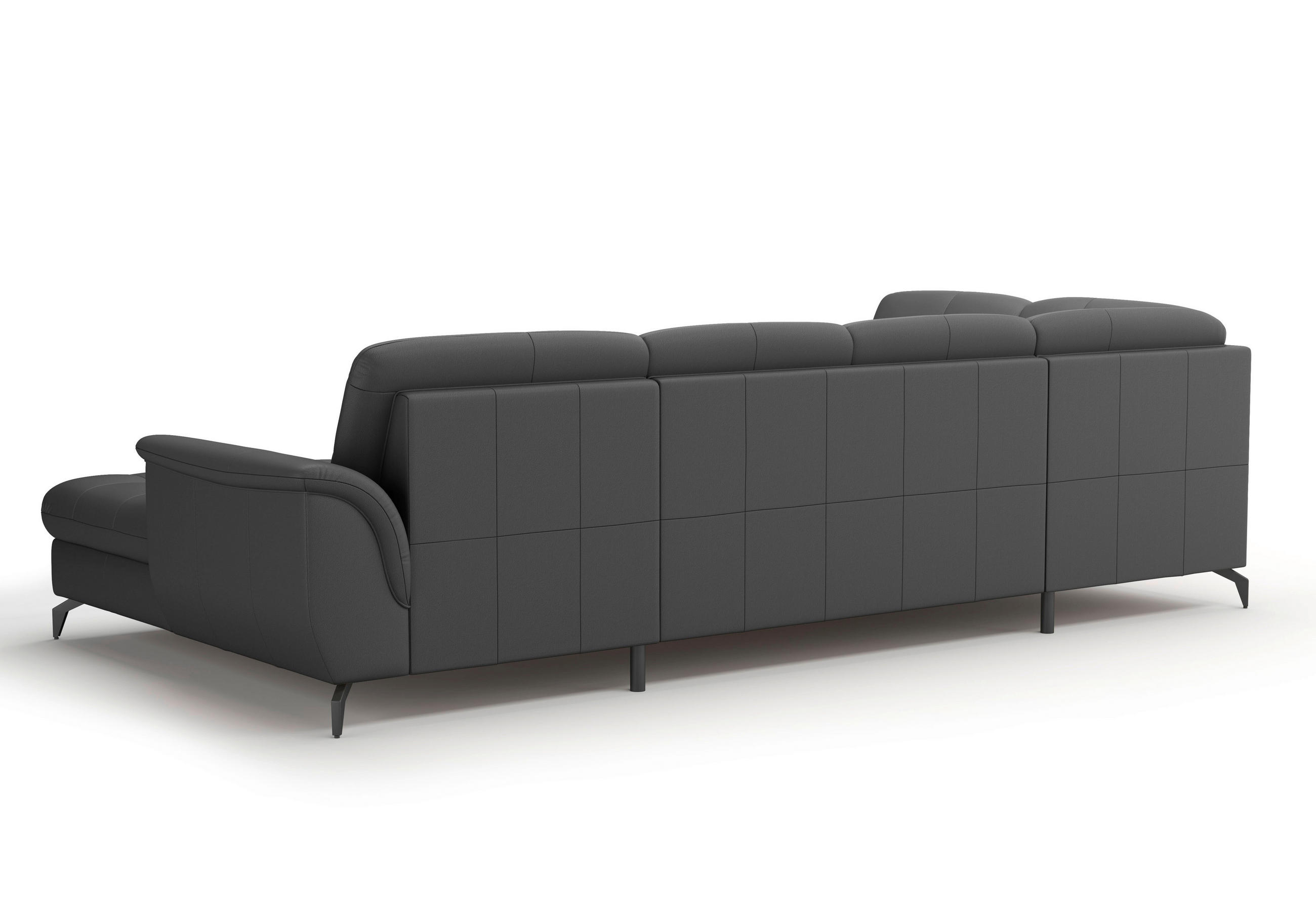 WOHNLANDSCHAFT Schwarz Echtleder  - Schwarz, MODERN, Leder/Metall (212/319/164cm) - Sit & More