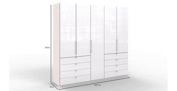 FALTTÜRENSCHRANK Glasfront  in Weiß  - Chromfarben/Weiß, KONVENTIONELL, Glas/Holzwerkstoff (250/236/58cm) - Venda