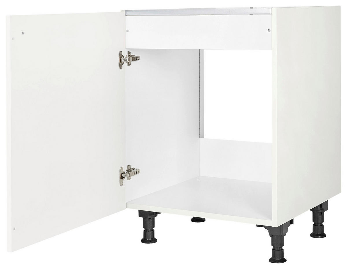 SPÜLENUNTERSCHRANK 60/87/56 cm  in Weiß  - Schwarz/Weiß, MODERN, Holzwerkstoff/Metall (60/87/56cm) - Nobilia