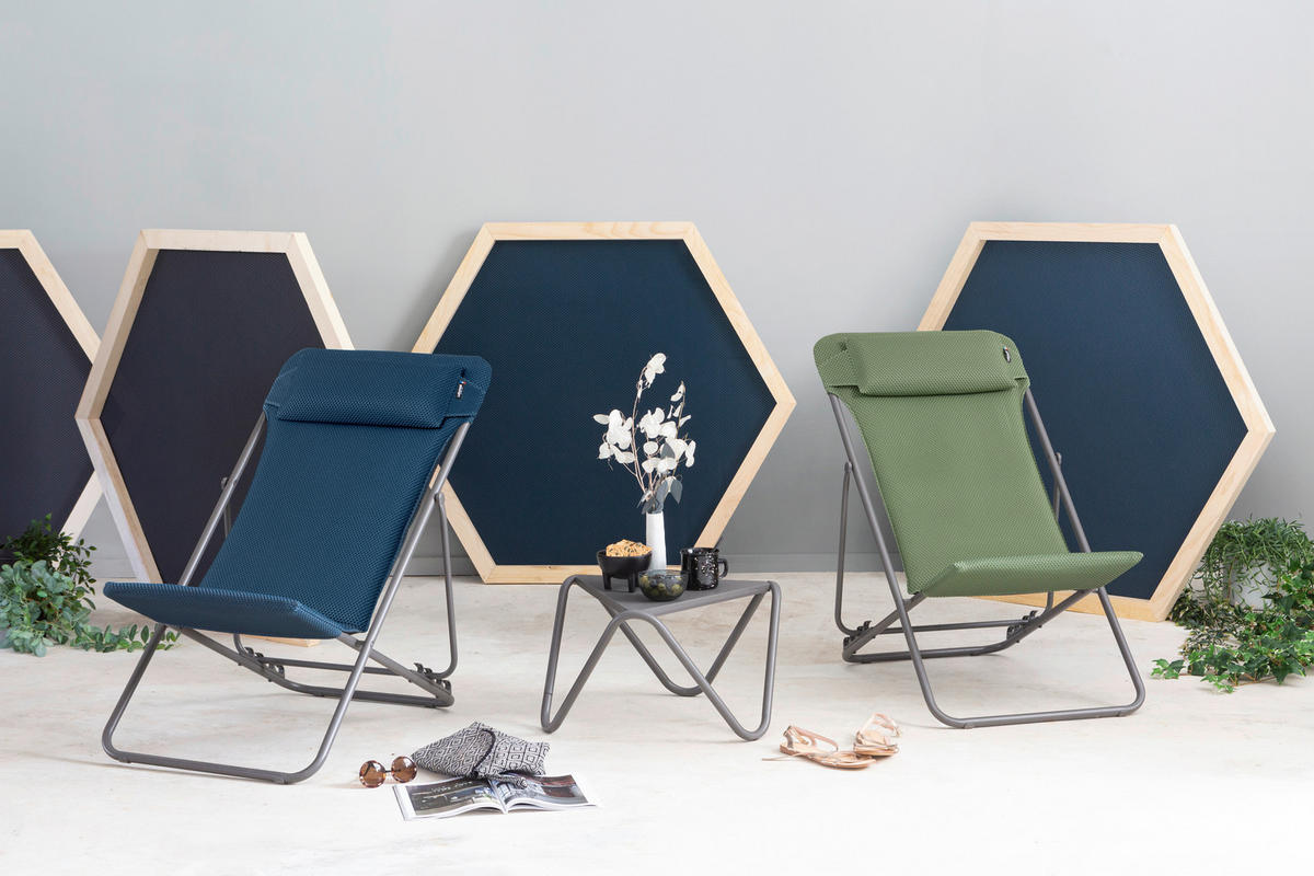 STRANDSTUHL Stahl Blau, Titanfarben  - Blau/Titanfarben, Basics, Textil/Metall (62/77-83/94cm) - Lafuma Mobilier