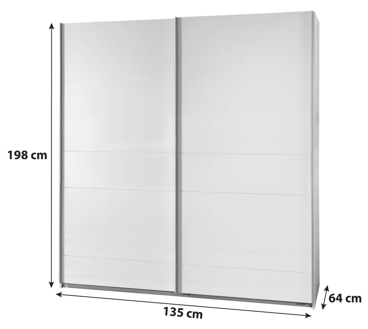 SKŘÍŇ S POSUVNÝMI DVEŘMI, bílá, 135/198/64 cm - bílá/barvy stříbra, Design, kov/kompozitní dřevo (135/198/64cm) - MID.YOU