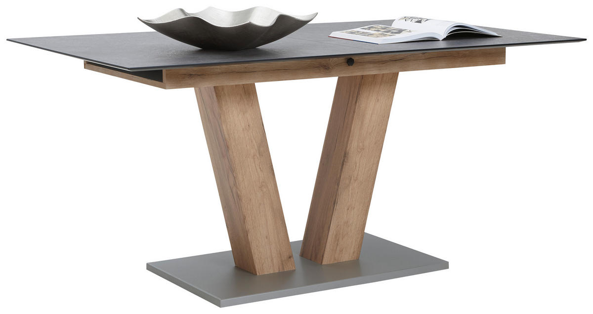 ESSTISCH in Kunststoff, Holzwerkstoff 160-200/90/77 cm  - Eichefarben/Graphitfarben, Konventionell, Holzwerkstoff/Kunststoff (160-200/90/77cm) - Voleo