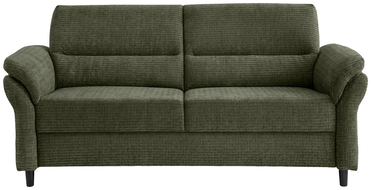 3-SITZER-SOFA in Mikrofaser Olivgrün  - Schwarz/Olivgrün, Modern, Holz/Textil (192/90/89cm) - Livetastic