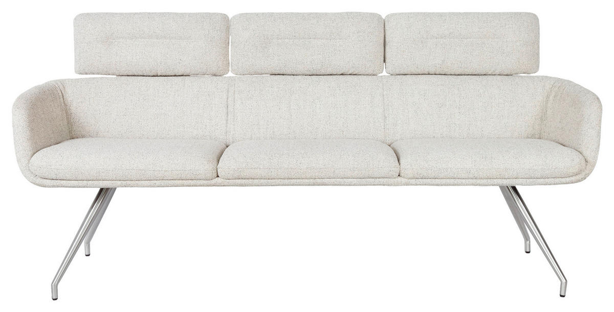 SITZBANK 200/92,5/67 cm Webstoff Edelstahlfarben, Beige  - Edelstahlfarben/Beige, Design, Textil/Metall (200/92,5/67cm) - Dieter Knoll