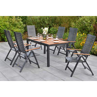 GARTENTISCHGRUPPE Aluminium  - Graphitfarben/Naturfarben, KONVENTIONELL, Kunststoff/Metall - Gardenson